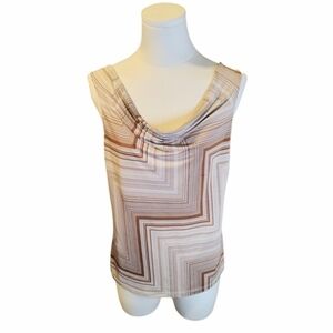 Y2K Aphrodite Tan and Cream Chevron Sleeveless Blouse Size Small To Medium